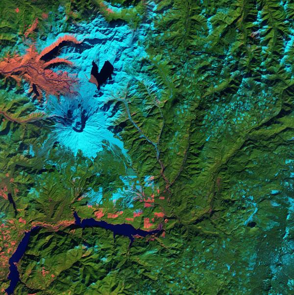 Mount St. Helens seen from space