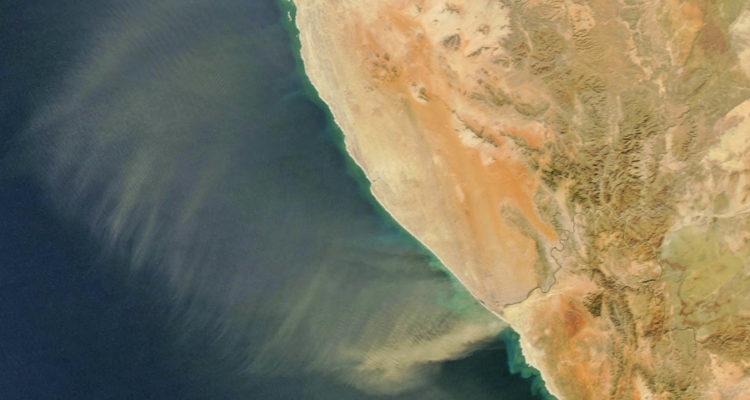 Dust blowing off the coast of Namibia