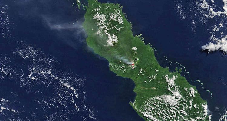 Ash plume from Mount Bagana, Bougainville Island