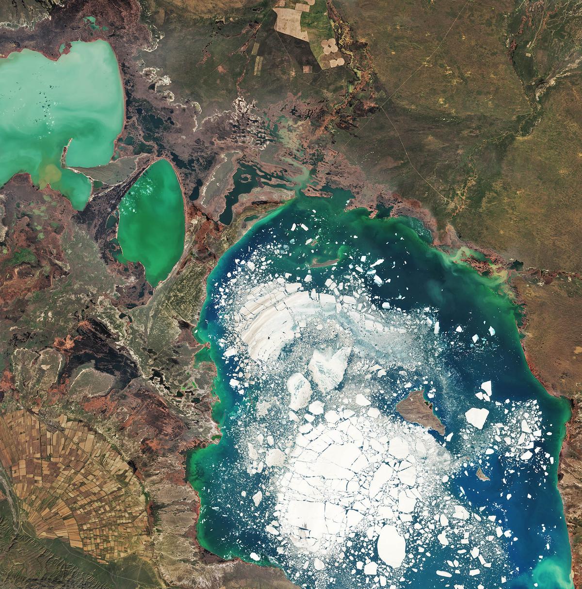 Broken ice in Alakol Lake