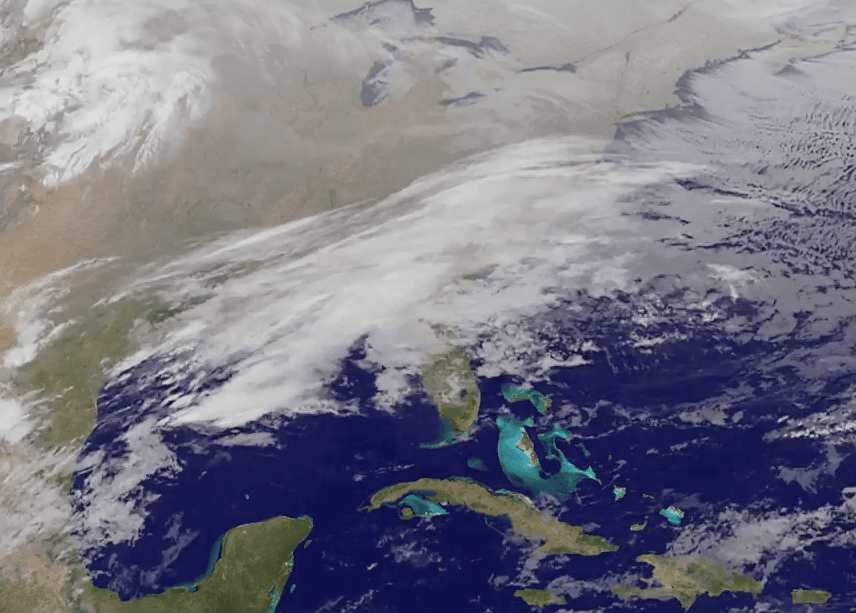 Satellite footage of March Madness battering the east coast