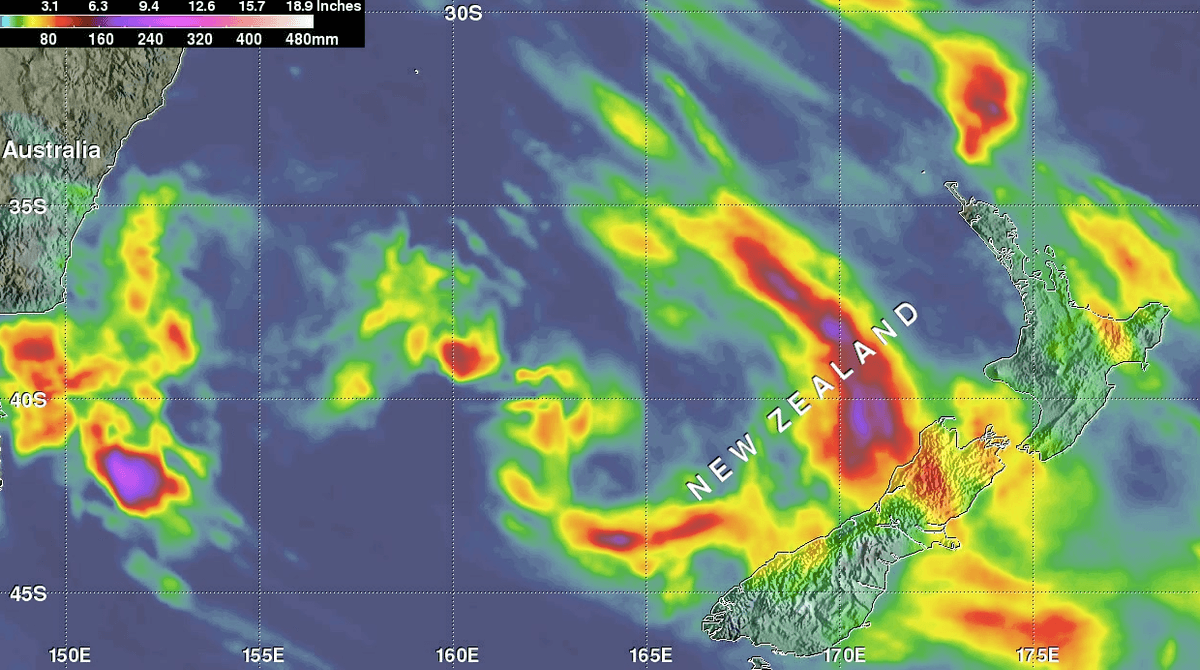 Rainfall from tropical cyclones Cook and Debbie