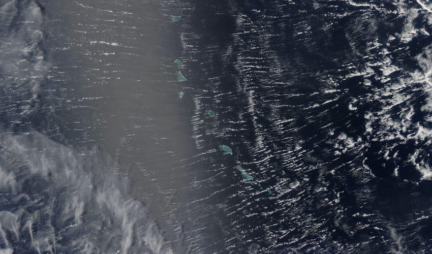 Roll clouds cover the Pacific Atolls