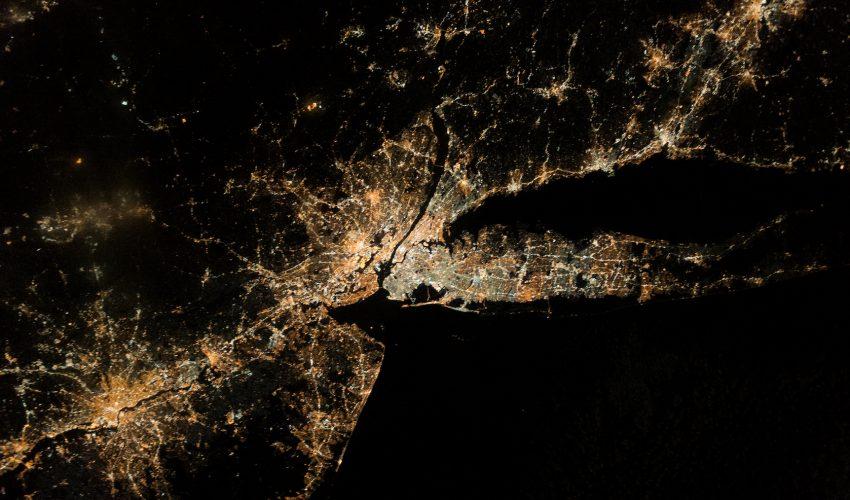 Interstate 95 Lights Up the Night in the Northeastern United States