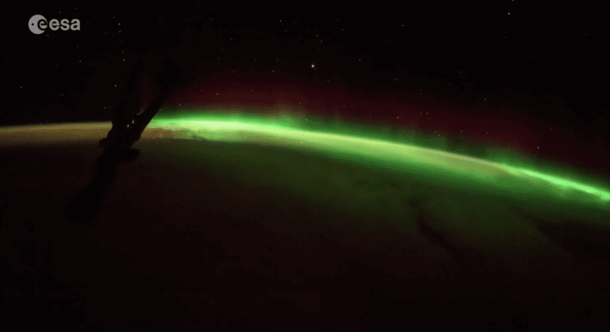 Aurora into sunrise from the International Space Station
