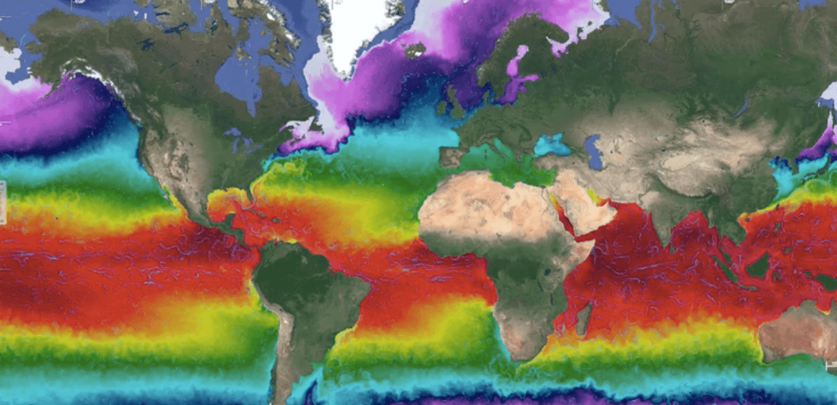Ocean surface currents across the globe