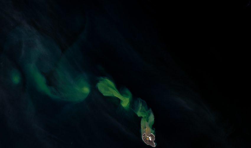 Bogoslof Volcano ash plumes over the Bering Sea