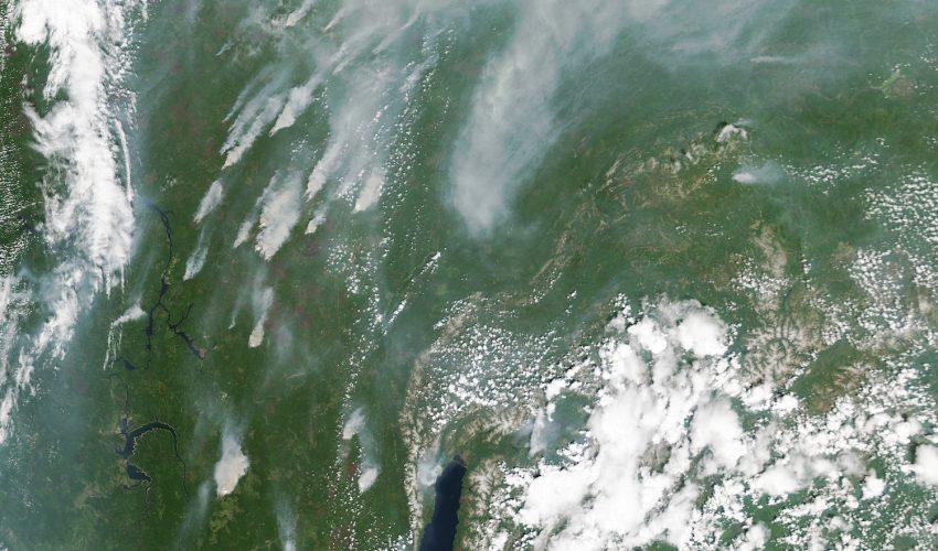 Wildfires burn through southern Siberia