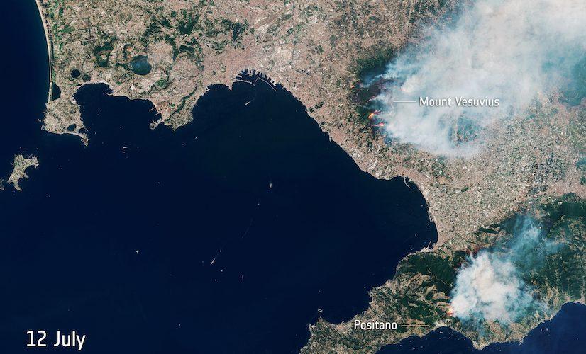 Mount Vesuvius on fire