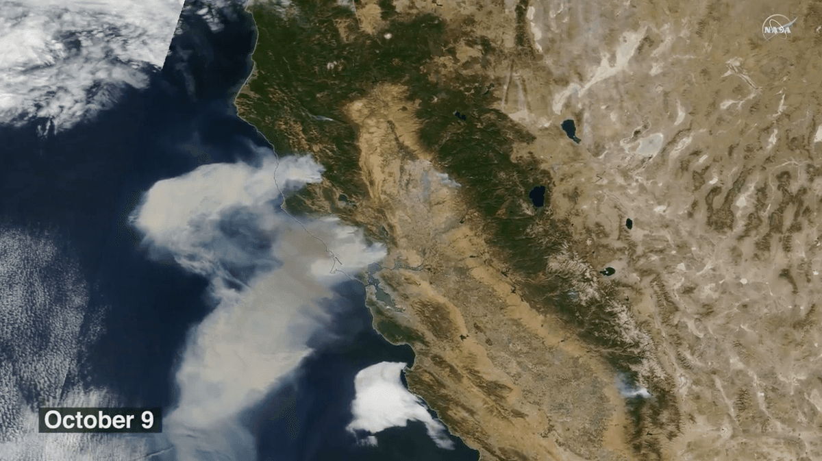 California wildfires seen from space
