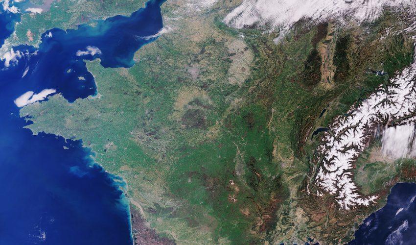 France from space on a clear day