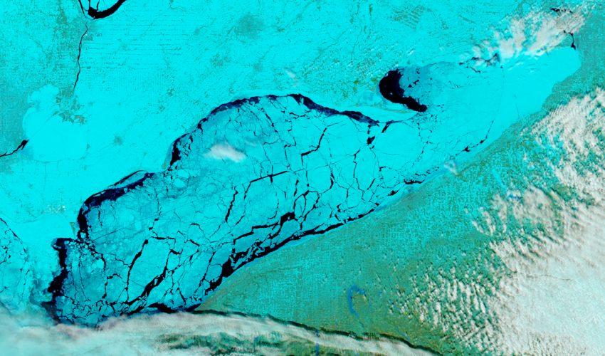 A frozen Lake Erie in February