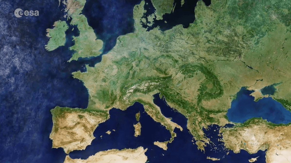 Europe on a perfectly clear day