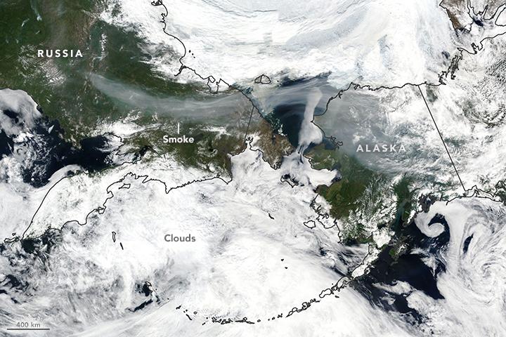 Smoke from Russian fires moves over Alaska