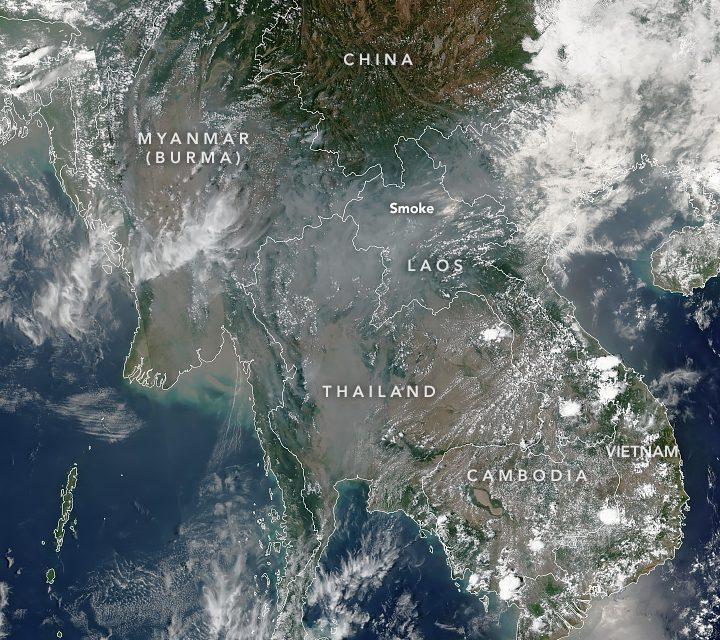Hazy skies over northern Thailand