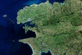 Satellite view of Finistère in France
