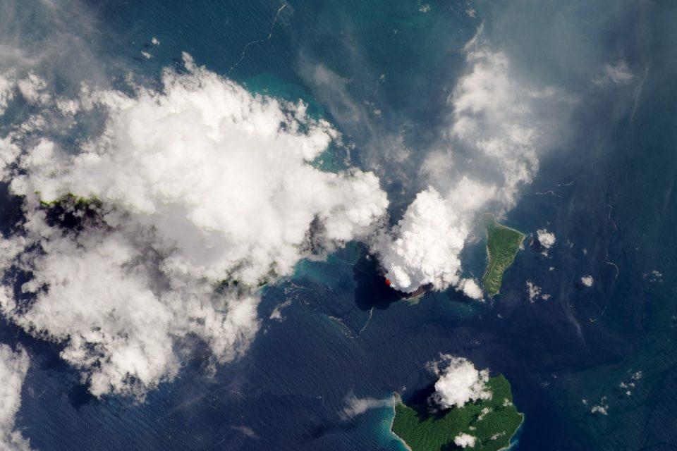 Smoke plume towers over Anak Krakatau