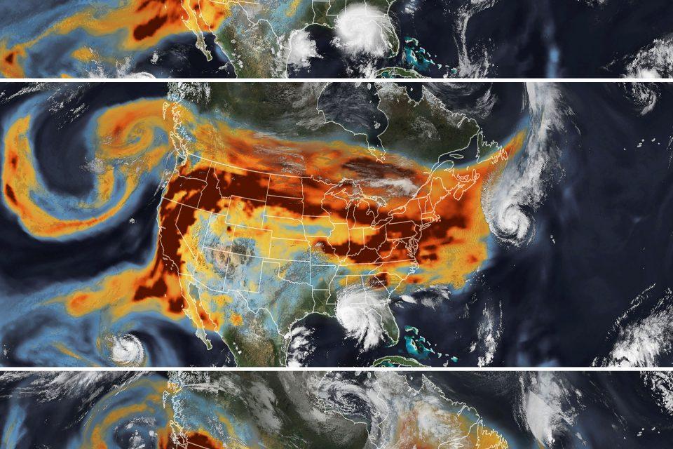 Black carbon from wildfires carried east by jet stream