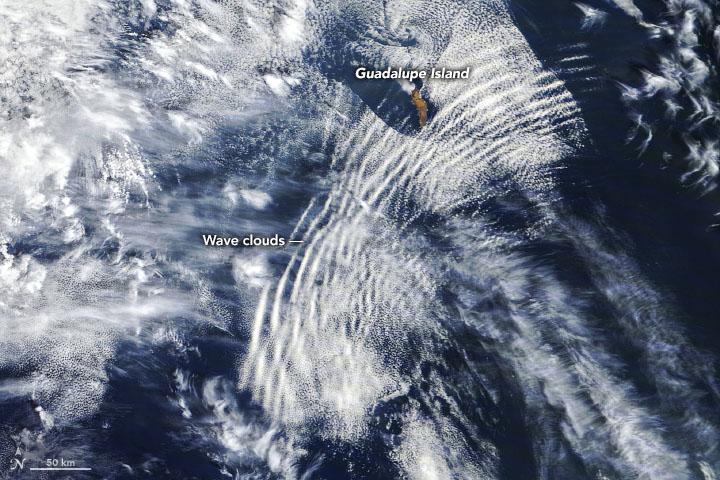 Wave clouds over the Pacific Ocean