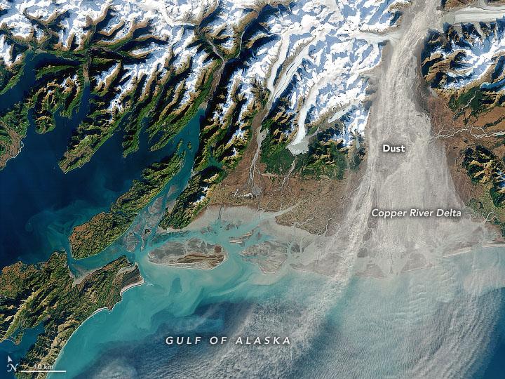 Dust streams over the Gulf of Alaska