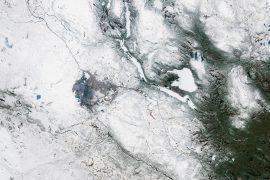 The snowy landscape of Kiruna, Sweden
