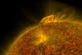 Powerful solar flare accompanied by an eruption