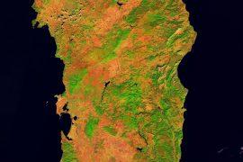 The island of Sardinia in the Mediterranean Sea