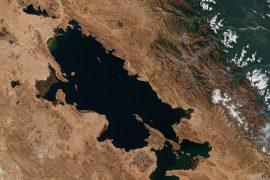Lake Titicaca in the Andes Mountains