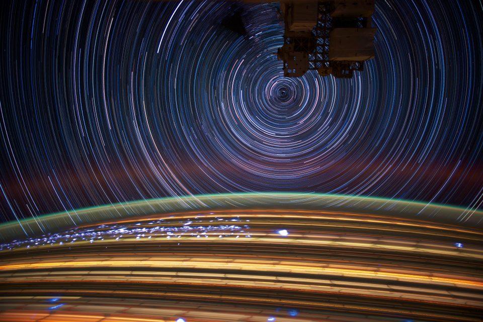 Star trails over Earth