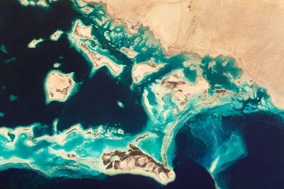 Turquoise lagoons on the coast of Saudi Arabia