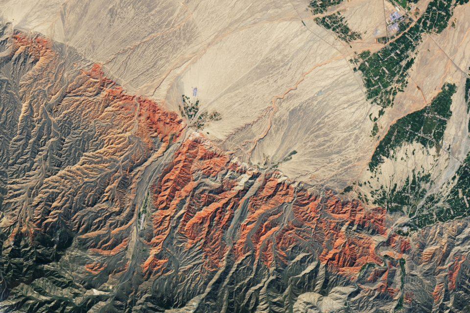 Colorful ancient rock layers in Gansu Province