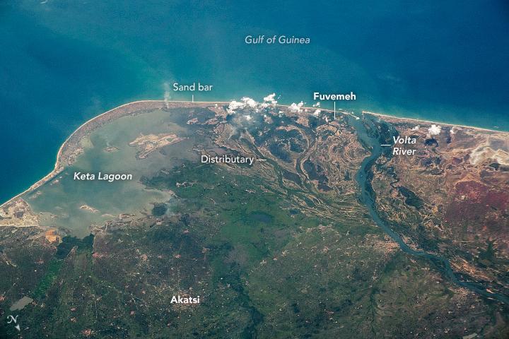 The coast of Ghana on the Gulf of Guinea