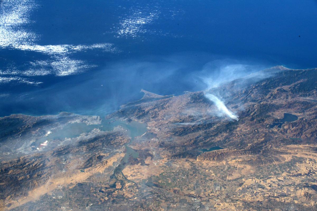 13. Wildfire raging from space