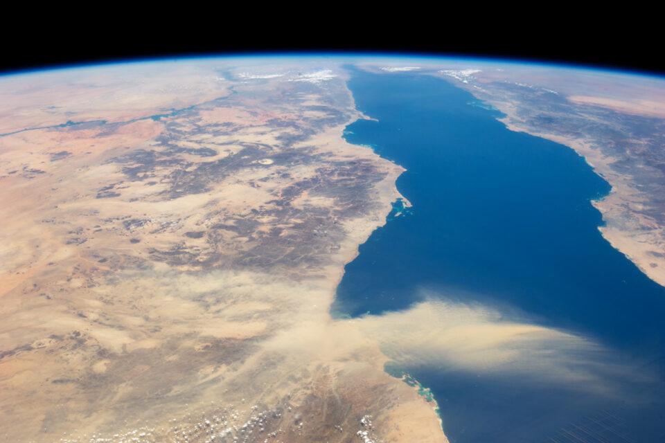 Dust clouds crossing the Red Sea