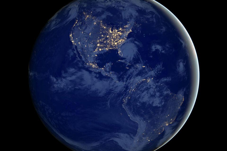35. North and South America by night