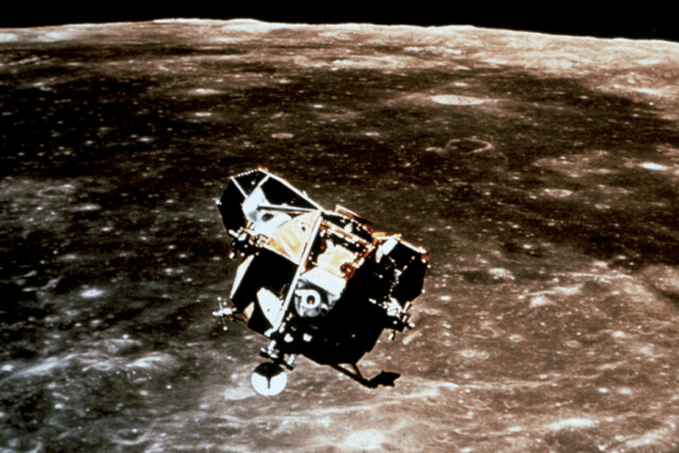 A view of the Apollo 11 lunar module Eagle as it returned from the surface of the moon