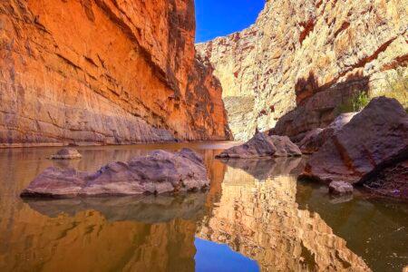 Rio Grande river flows through Santa Elena Canyon in Big Bend National Park