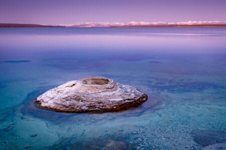 Fishing,Cone,Surrounded,By,Lake,At,West,Thumb,Geyser,Basin