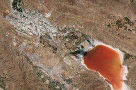 Maharloo Lake in southwest Iran