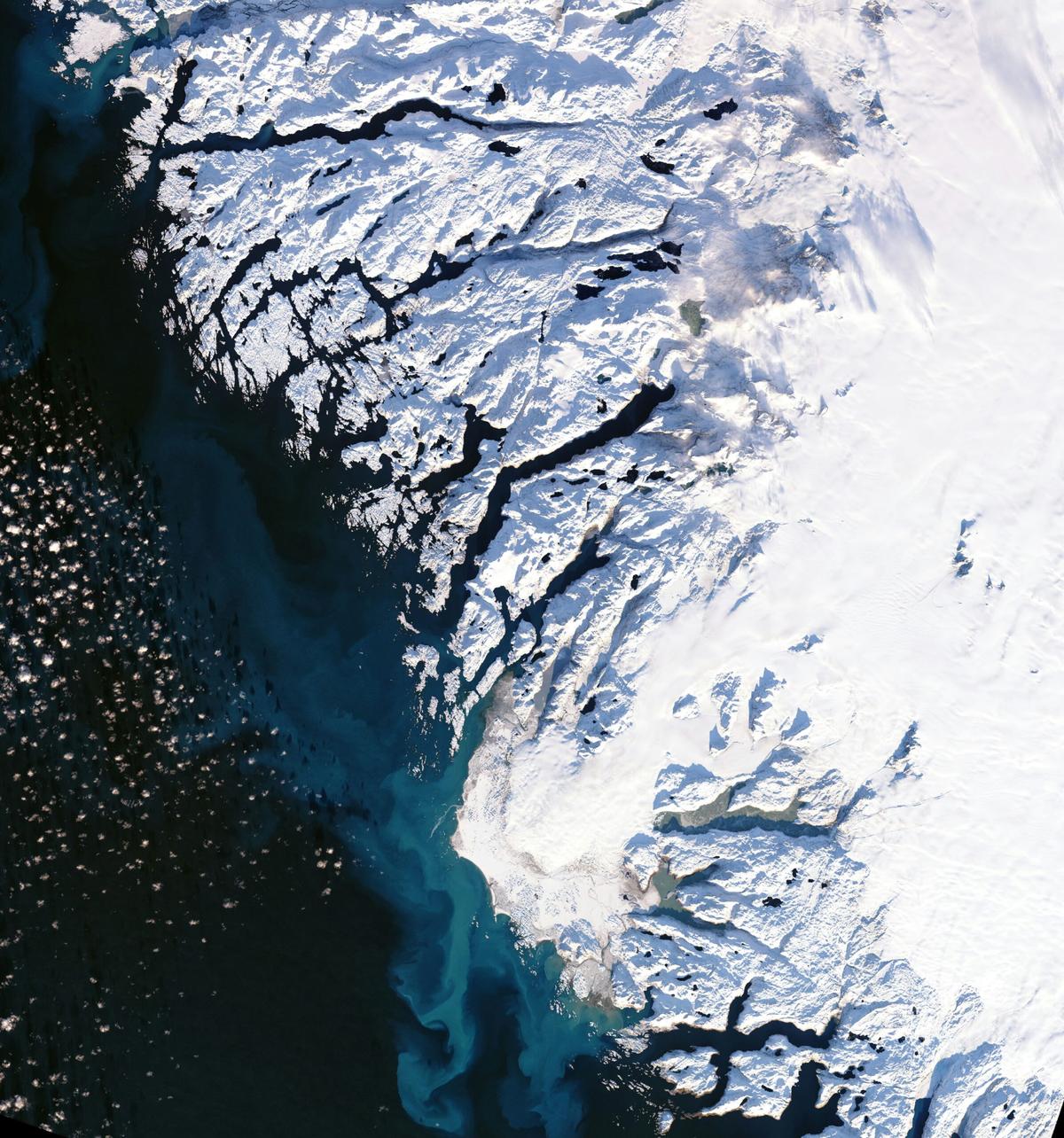 Frederikshåb Isblink meltwater colors the Labrador Sea