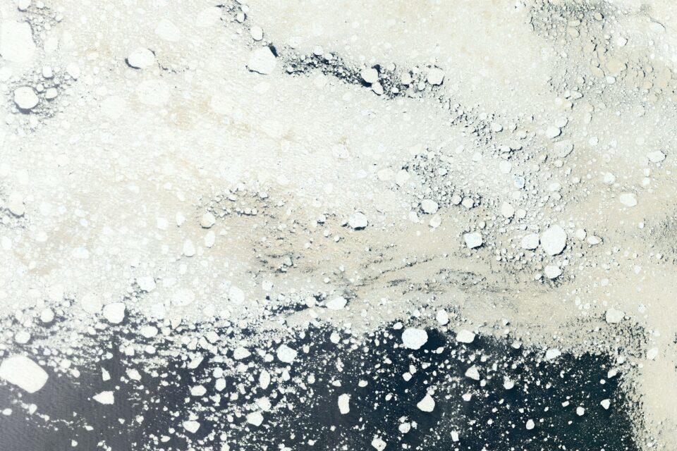 Unusual beige ice drifting in the Foxe Basin