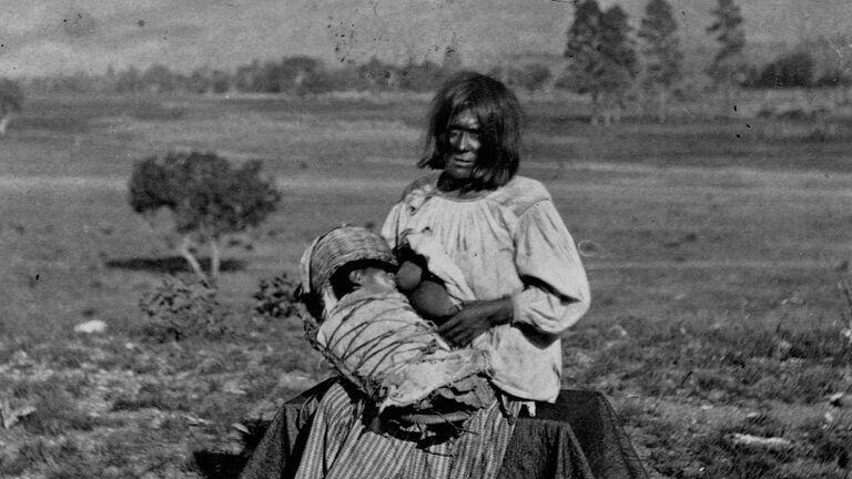Apache mother and baby