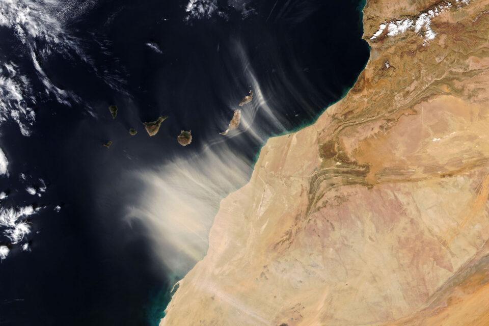 African dust streams over the Canary Islands