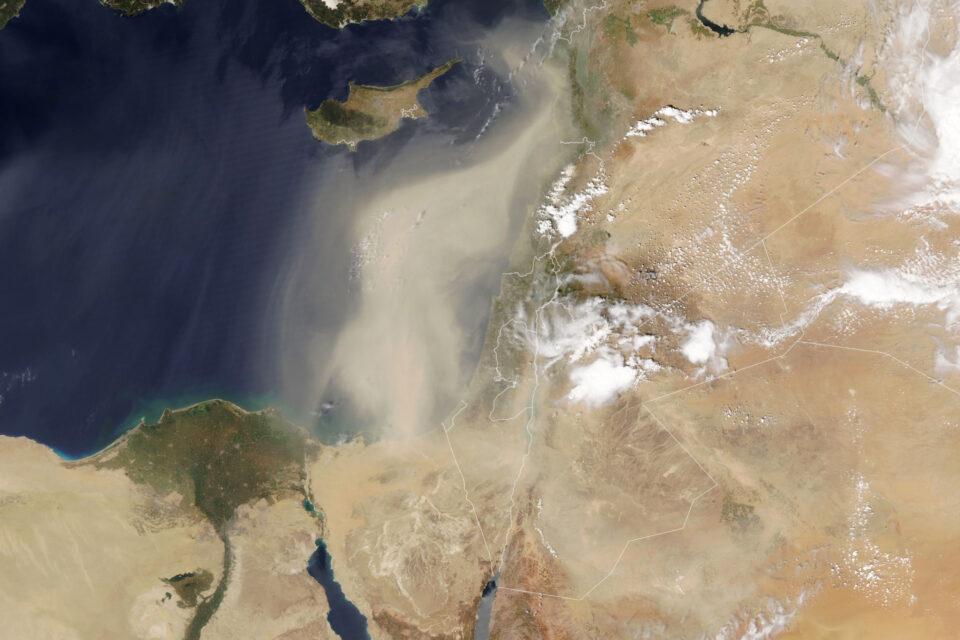 Spring dust storm lingers over the Mediterranean Sea
