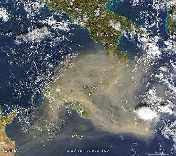 Saharan dust darkens the skies over Sicily