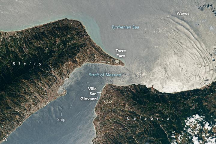 Messina Strait in the Mediterranean Sea