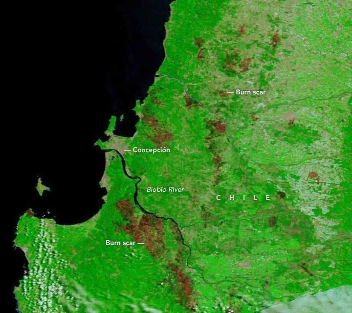 Chile's burn scars are visible from space
