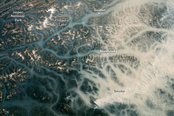 Smoke fills the valleys of British Columbia