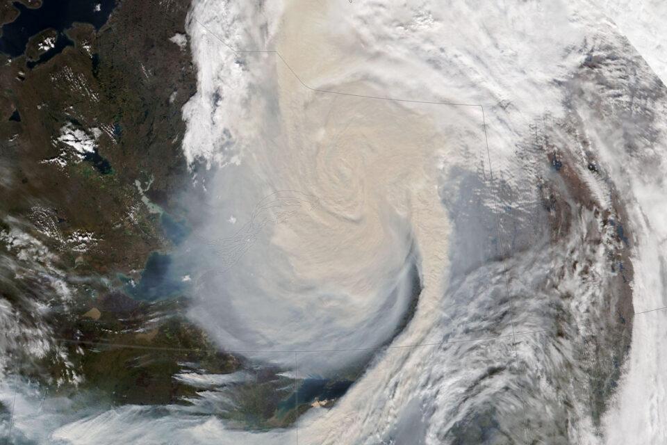 Smoke-infused storm cloud over the Northwest Territories 