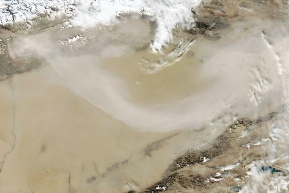 Dust blows across the Taklamakan desert in northwest China